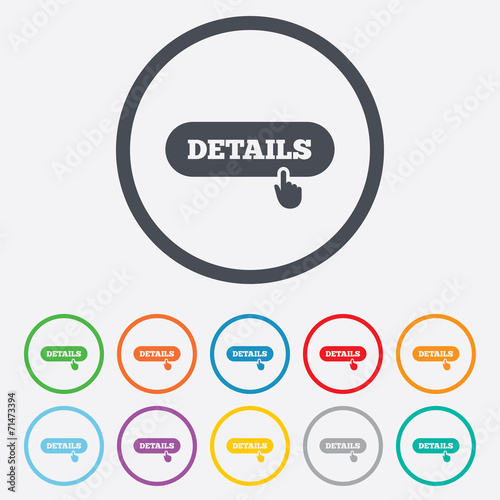 Details with hand pointer icon. More symbol.