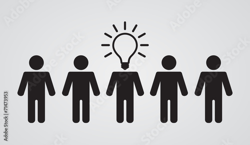 lightbulb head of leader of teamwork group