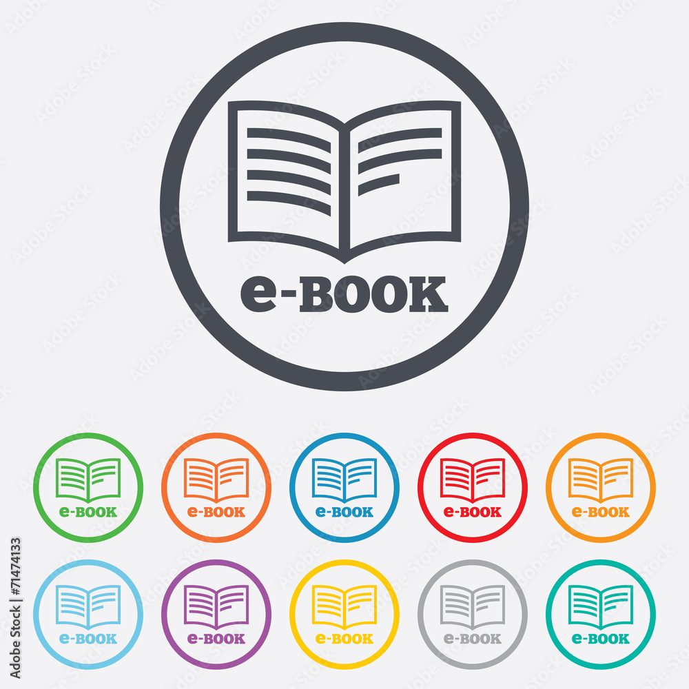 E-Book sign icon. Electronic book symbol. E-Book sign icon. Electronic book symbol.