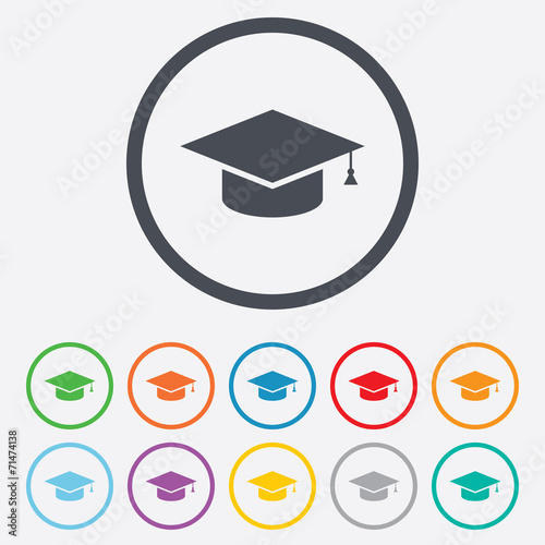 Graduation cap sign icon. Education symbol.