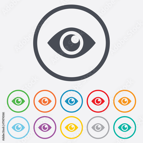 Eye sign icon. Publish content button.