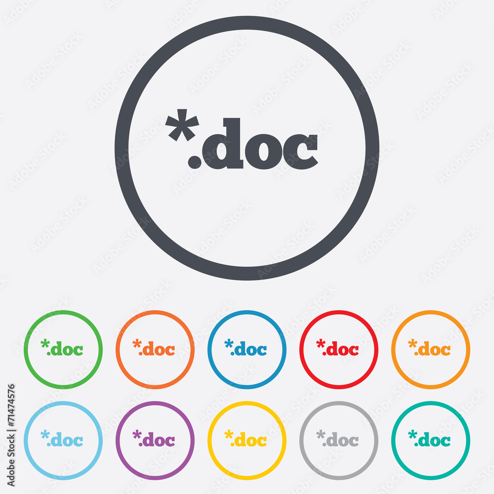 File document icon. Download doc button. File document icon. Download doc button.