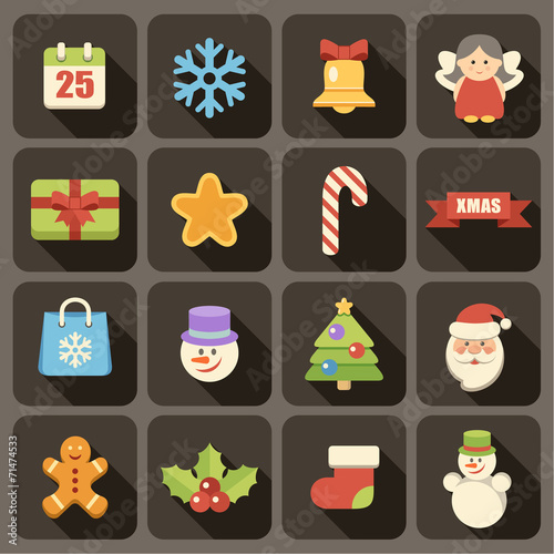 Flat Christmas icons set for Web and Mobile Applications