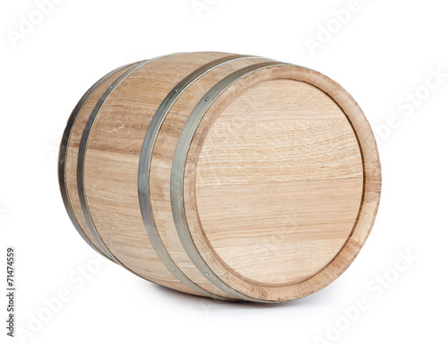 Wooden barrel isolated on white background