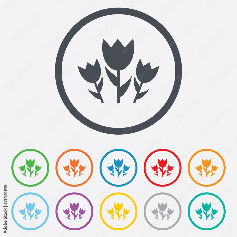 Flowers sign icon. Roses symbol. Flowers sign icon. Roses symbol.