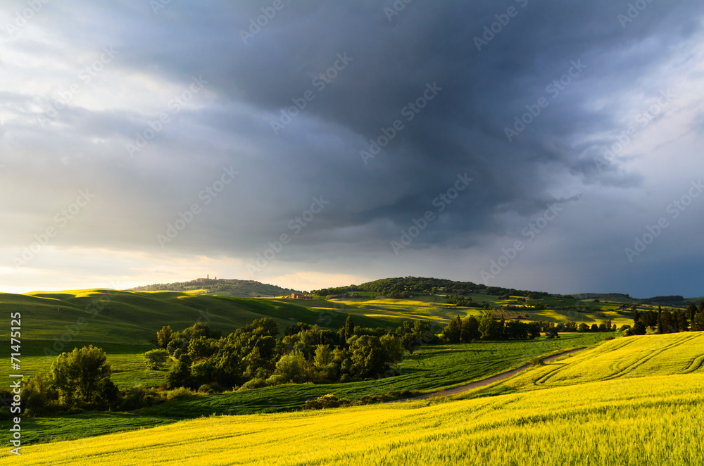 Fototapeta premium sunset view of Pienza