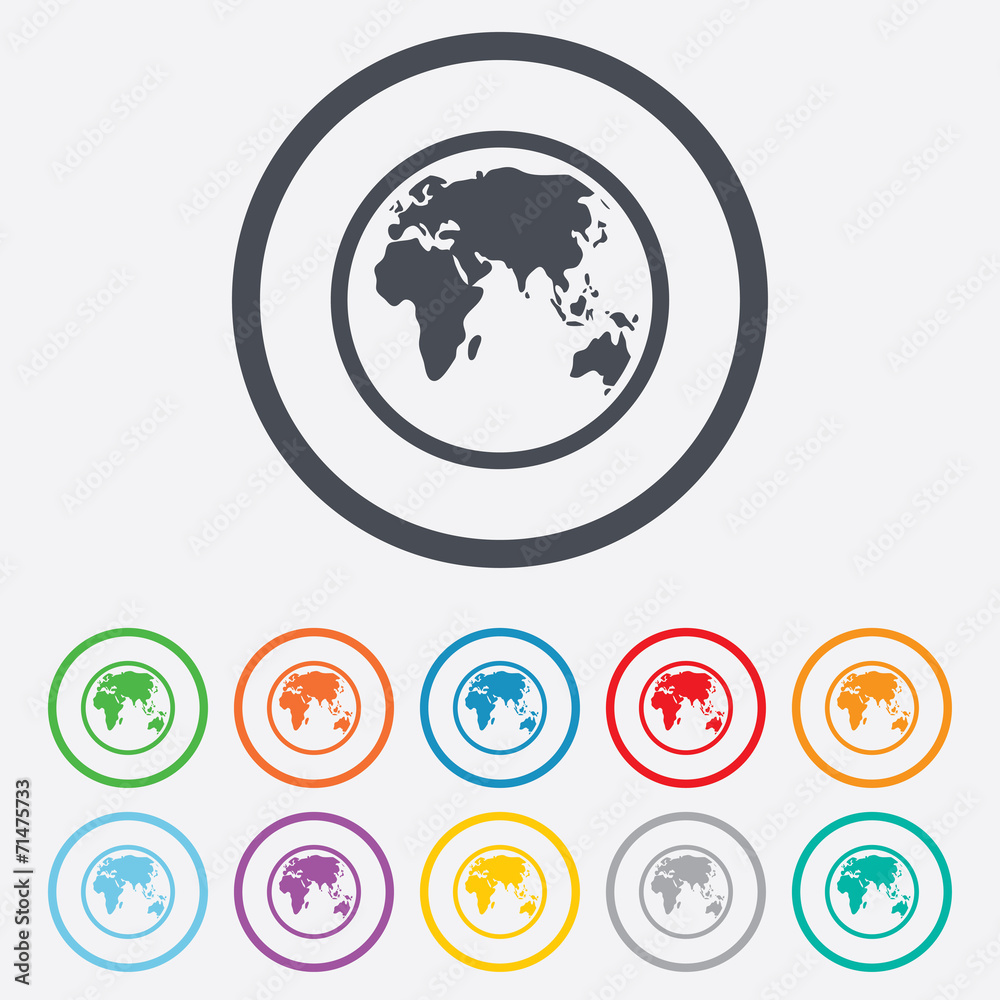 Globe sign icon. World map geography symbol. Globe sign icon. World map geography symbol.