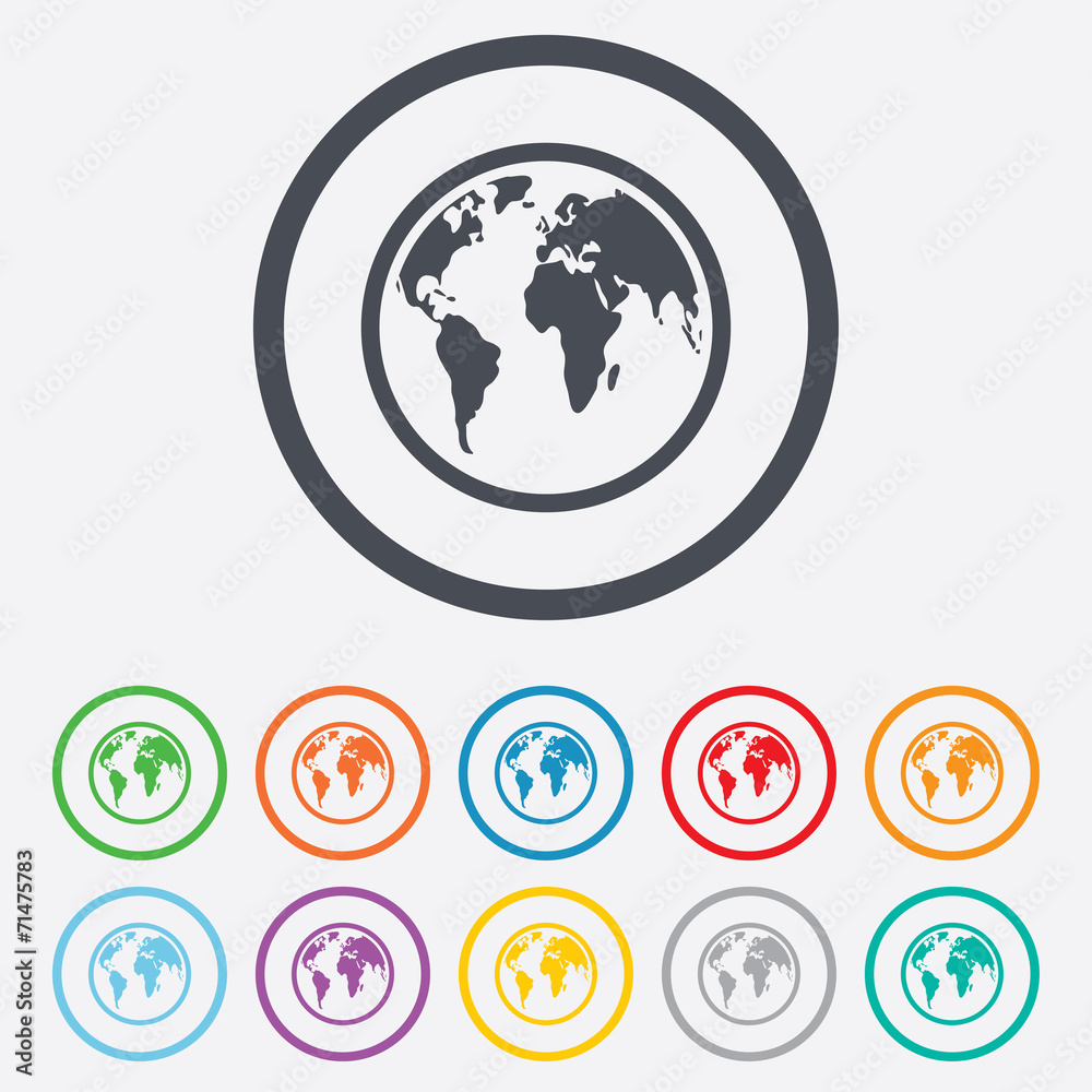 Globe sign icon. World map geography symbol. Globe sign icon. World map geography symbol.