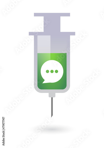 Syringe with a comic balloon