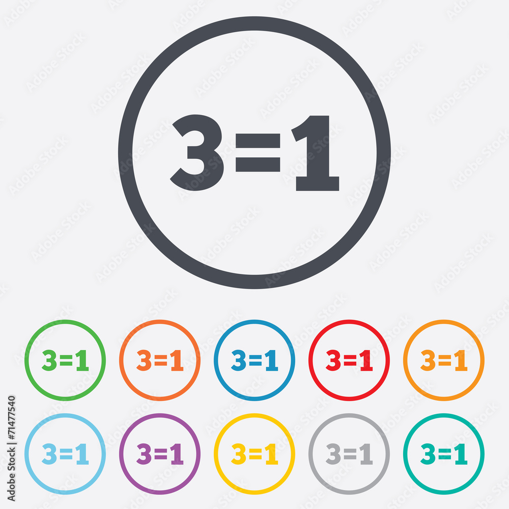 Three for one sign icon. Take three pay for one. Three for one sign icon. Take three pay for one.