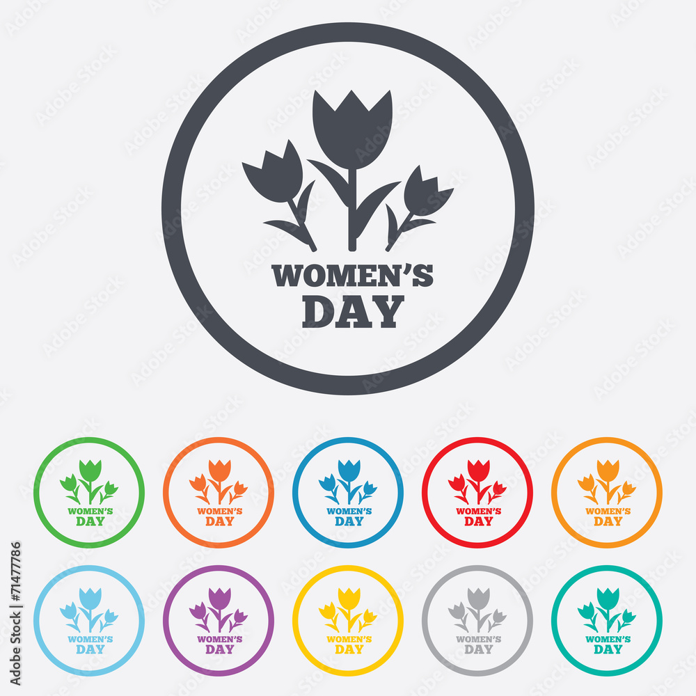 8 March Women's Day sign icon. Flowers symbol. 8 March Women's Day sign icon. Flowers symbol.
