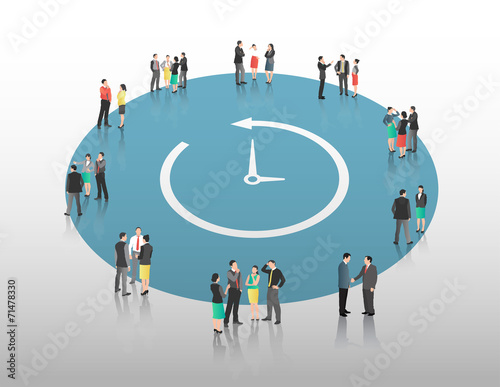 Business people vector with clock