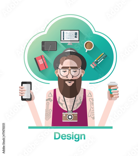 Hipster graphic designer vector with text