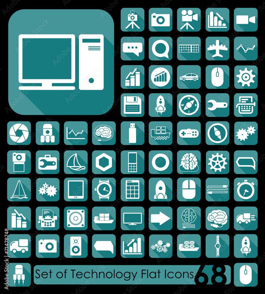Set of technology flat icons Set of technology flat icons