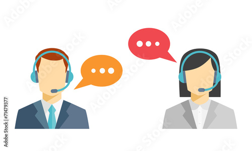 Male and female call center avatar icons