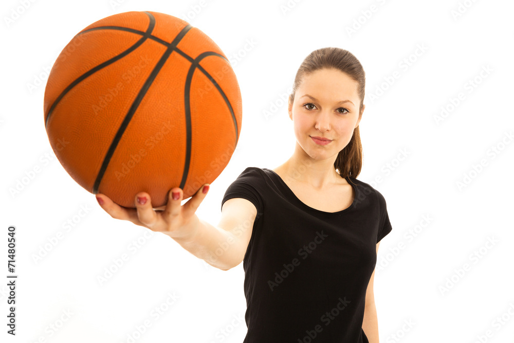 Young woman with basketball