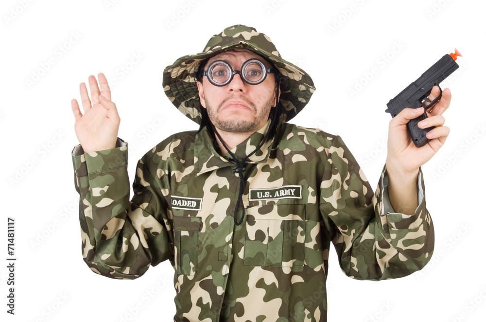 Funny soldier in military concept Funny soldier in military concept