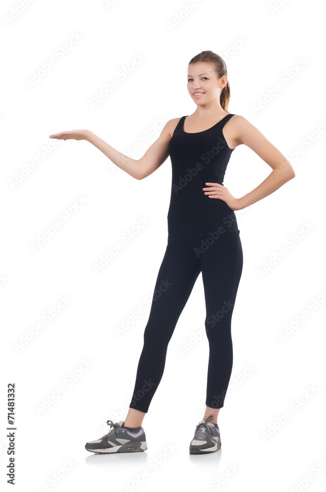 Young woman in sports concept isolated on white Young woman in sports concept isolated on white