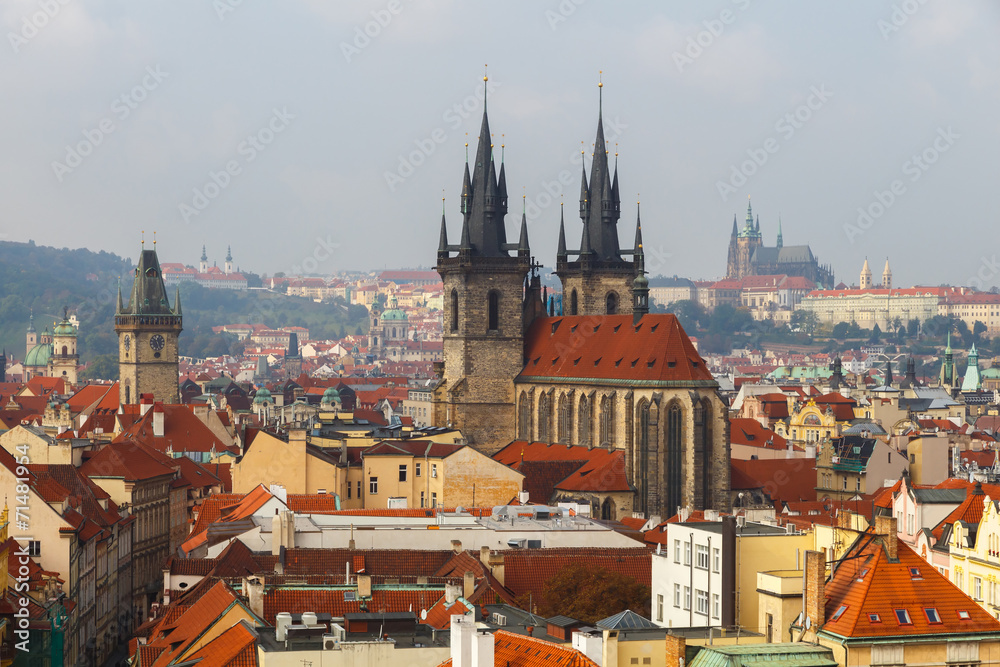 View from the height Powder Tower Prague.