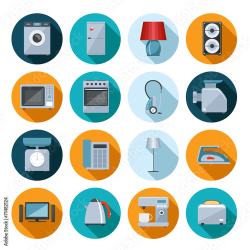 Set of household appliances flat icons