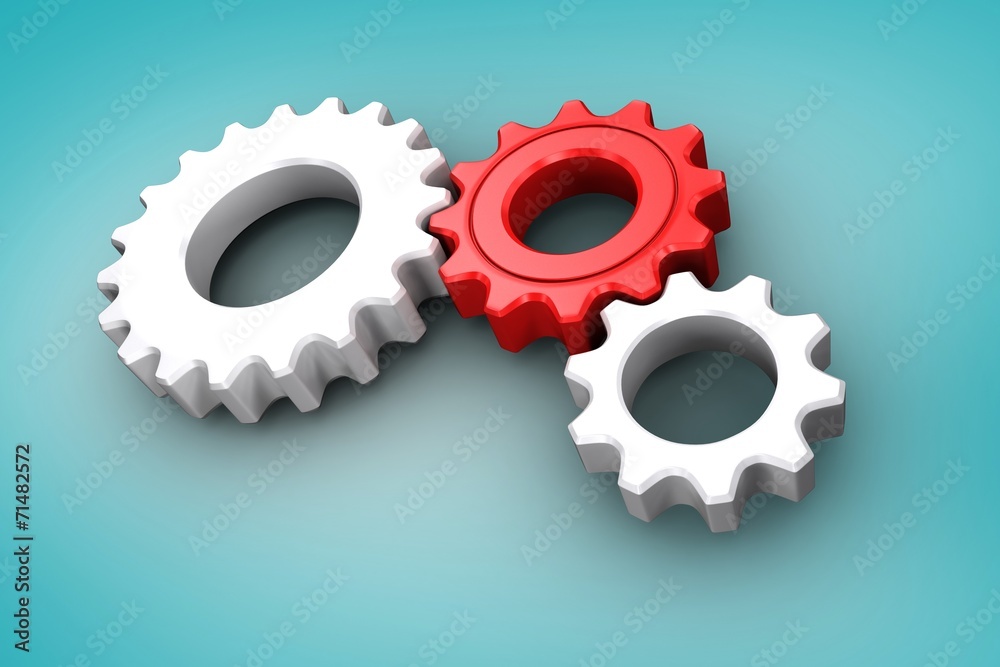 Composite image of white and red cogs and wheels Composite image of white and red cogs and wheels