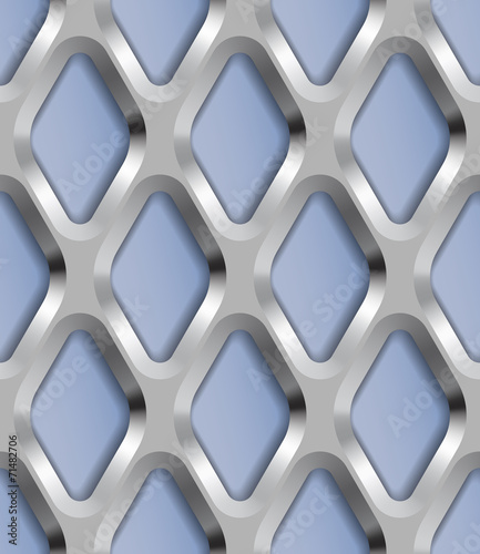 Rhombus Metal Lattice, Vector Seamless Pattern.