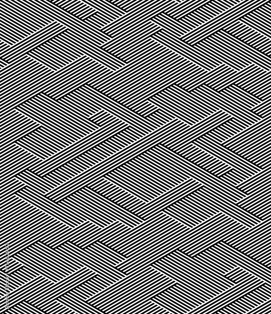 Abstract Black and White Striped Vector Seamless Pattern