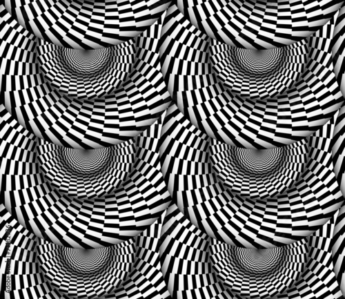 Vortex Black and White Vector Seamless Pattern