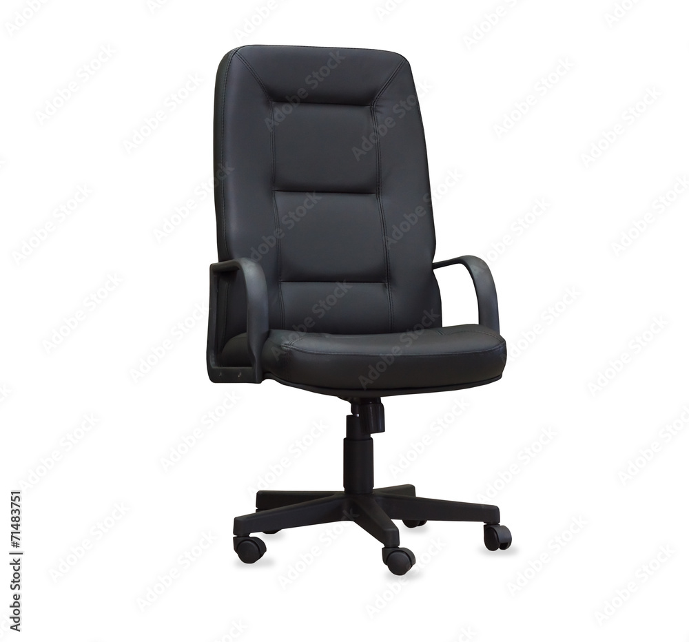 The office chair from black leather. Isolated The office chair from black leather. Isolated