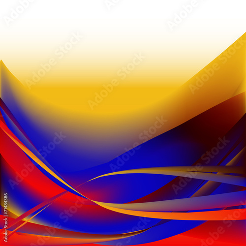 Colorful waves isolated abstract background blue yellow red