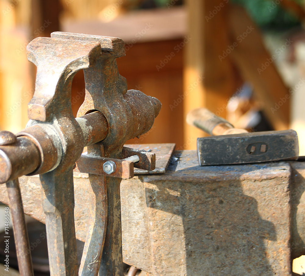 ancient iron grip of the blacksmith's shop