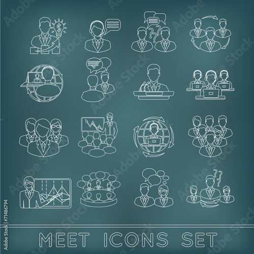 Meeting outline icons set