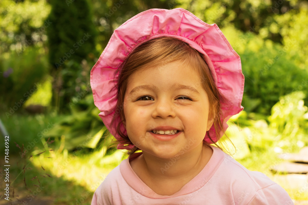 portrait of cute little baby girl thinking in summer day portrait of cute little baby girl thinking in summer day
