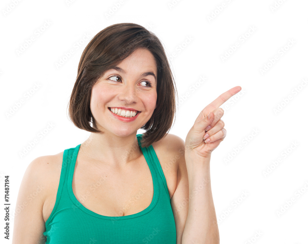Pretty brunette pointing Pretty brunette pointing