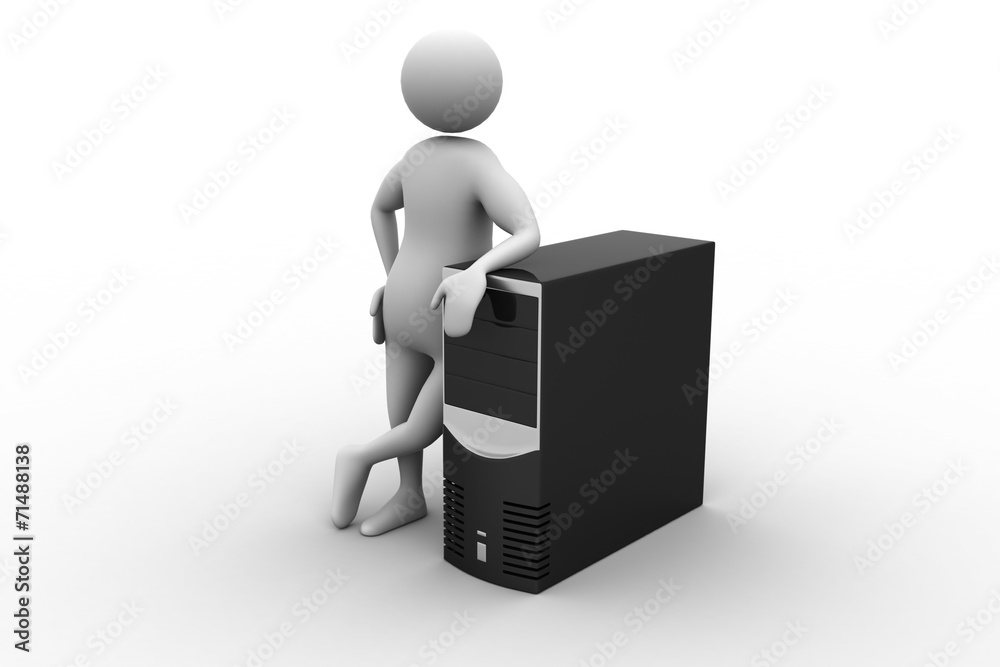 3d man standing near the data centre 3d man standing near the data centre