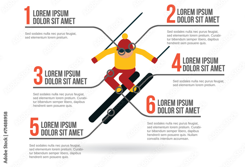 Skier infographic vector illustration
