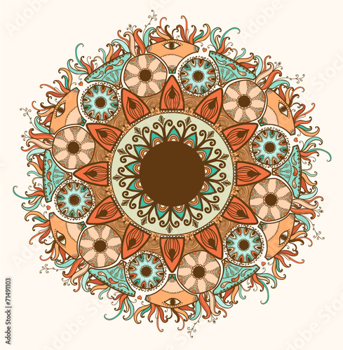 Ornamental round lace pattern.Delicate circle.