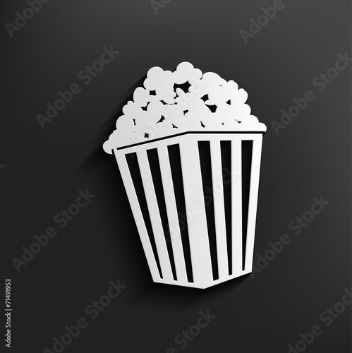 Popcorn symbol on black background,clean vector