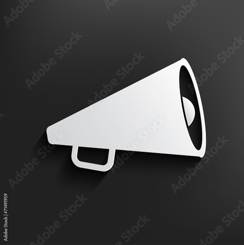 Megaphone symbol on dark background,clean vector