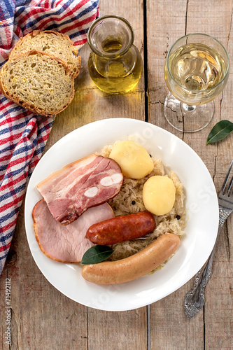French traditional sauerkraut meal choucroute