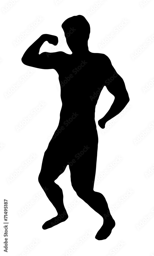 Bodybuilder silhouette on white