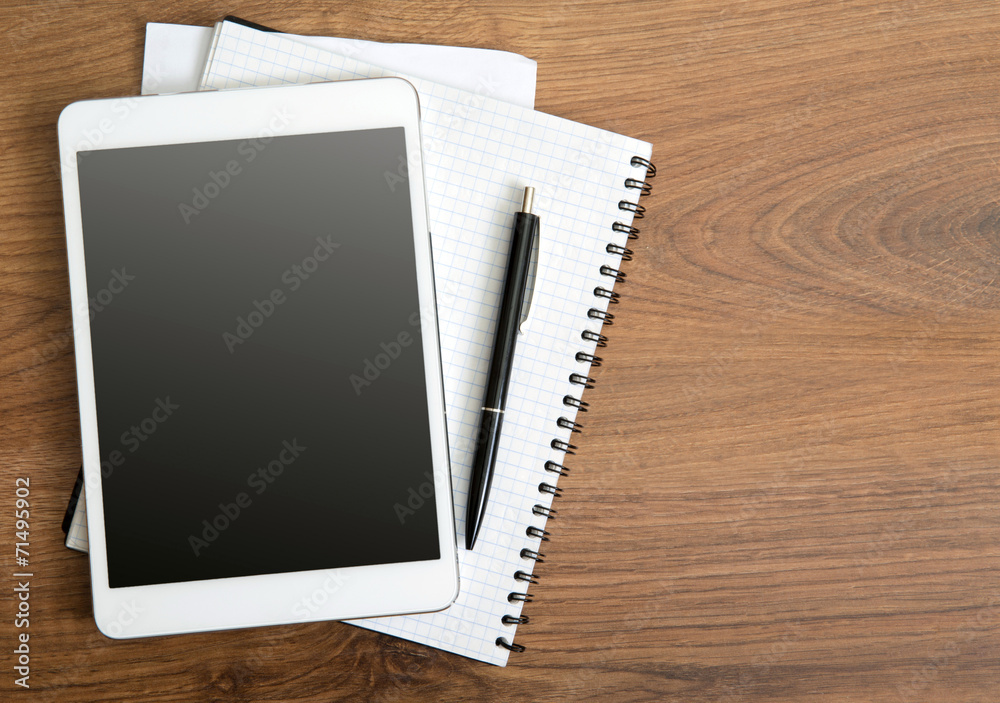 empty tablet on the desk empty tablet on the desk
