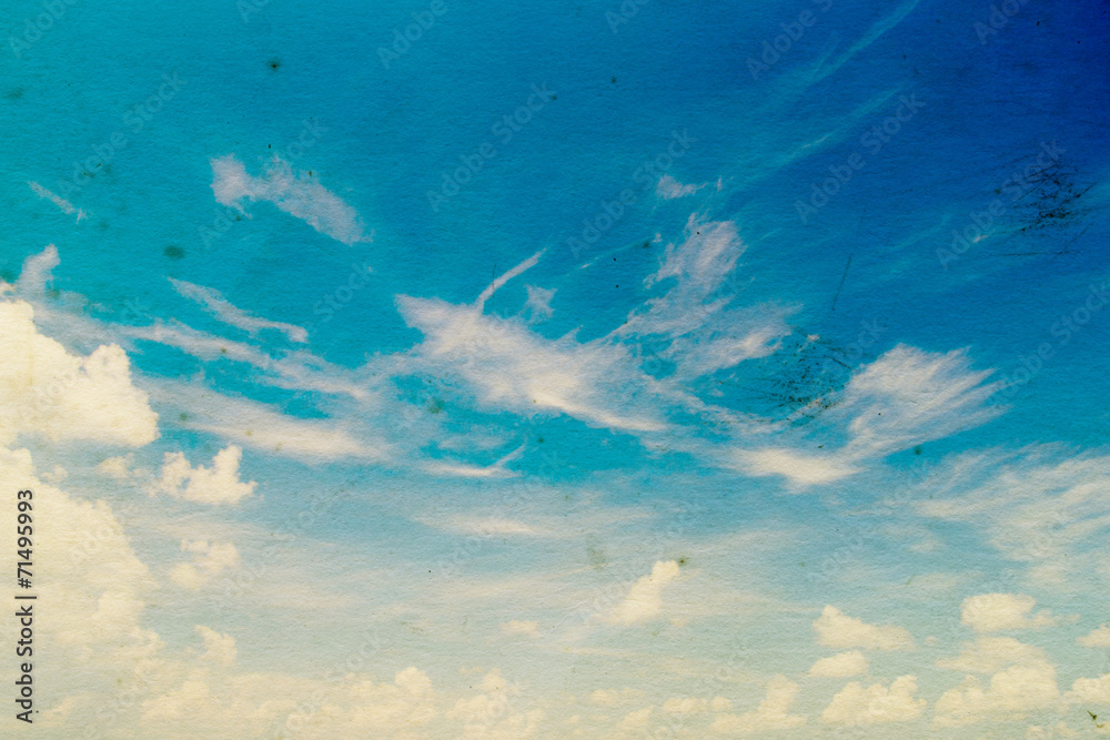 Blue sky with clouds in grunge style. Blue sky with clouds in grunge style.