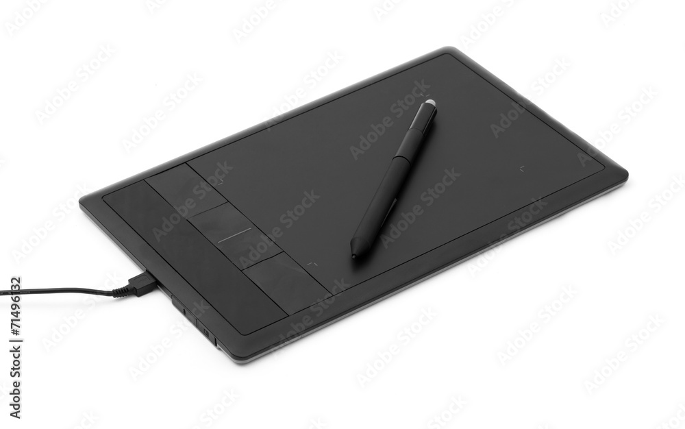 digital, graphic tablet and pen isolated on white digital, graphic tablet and pen isolated on white