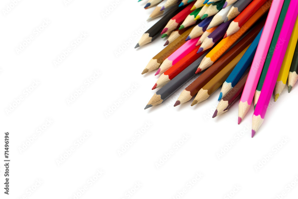 Colour pencils isolated on white background close up Colour pencils isolated on white background close up
