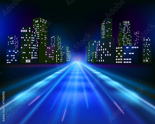 Road to the city. Vector illustration