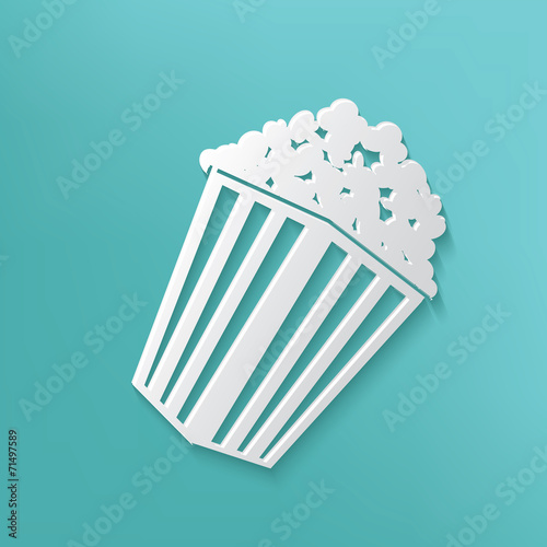 Popcorn symbol on blue background,clean vector