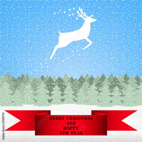 Reindeer in the Christmas forest