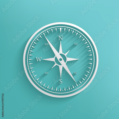 Compass symbol on blue background,clean vector
