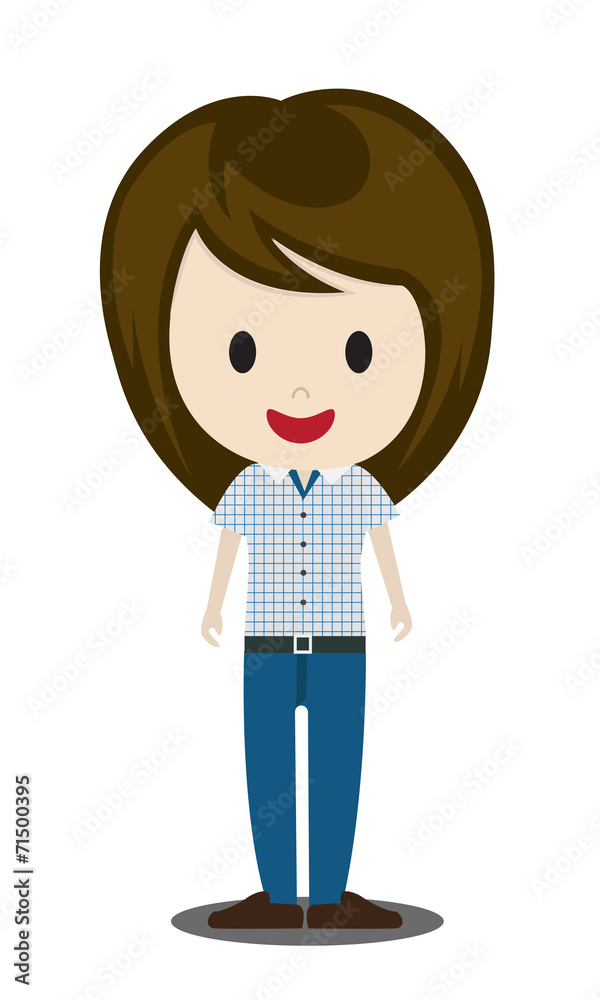 cute cartoon illustration of young people in stylish casual